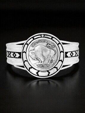 Montana Silversmiths Bracelet Buffalo Plains Nickel Cuff 6.75" Retail $95 - NEW!